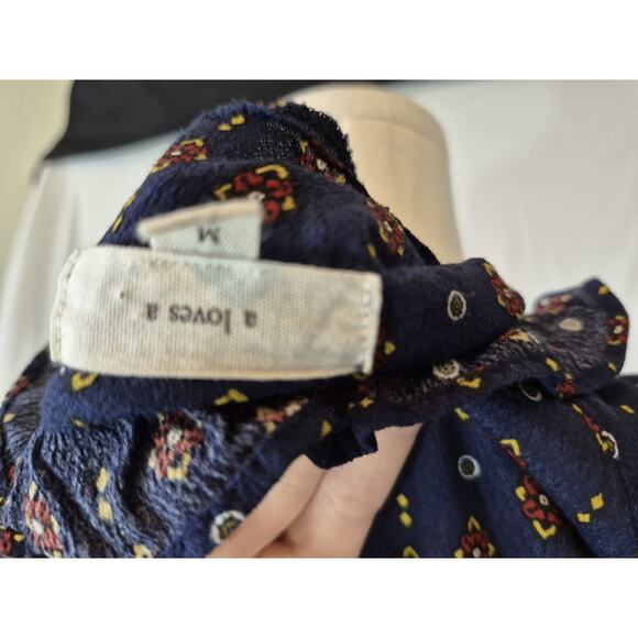 Anthropologie A Loves A Women's Navy Blue Floral Smocked Midi Dress Medium - Picture 5 of 5